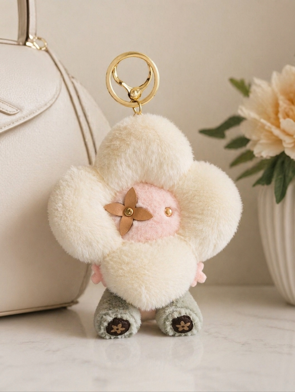 Plush Teddy Flower Bag Charm Keychain